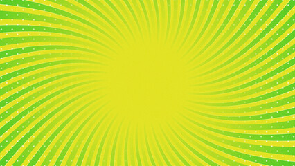 Wall Mural - Green with Yellow Sun Rays Retro with Paper Texture Background. Abstract Burst Sun Rays Pattern Design. Vector Spiral Twist Illustration.