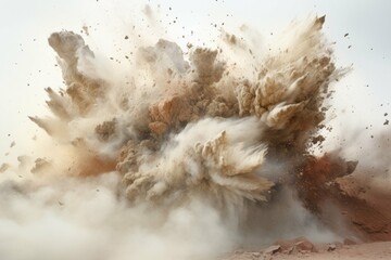 Wall Mural - white and brown dust floats above a white background