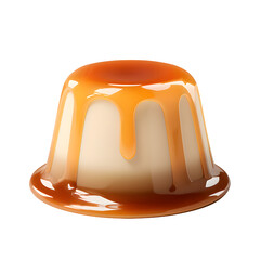 Wall Mural - Caramel custard pudding isolated on transparent background. Homemade Flan dessert with caramel sauce