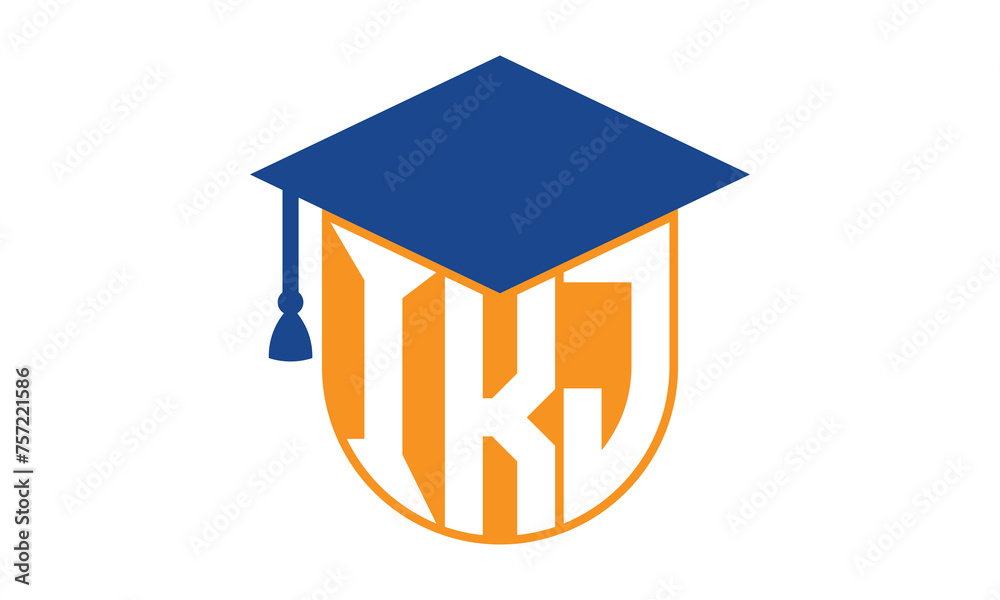 IKJ initial letter academic logo design vector template. school college ...