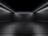 Fototapeta Perspektywa 3d - a black room with white lights