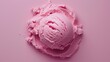 © petrrgoskov - Ball of pink ice cream isolated on pink background. Top view