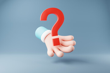 Leinwandbilder - 3D rendering cute red question mark icon