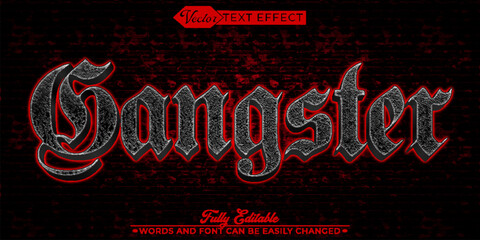 Canvas Print - Dark Red Gangster Vector Editable Text Effect Template