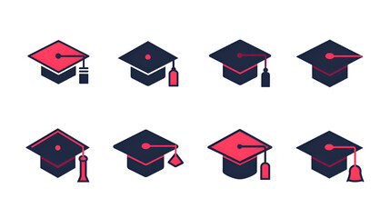 Wall Mural - graduation cap icon, university or college graduation hat icon, ai generated