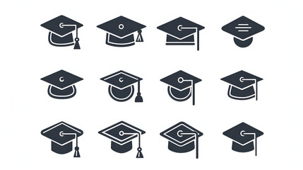 Wall Mural - graduation cap icon, university or college graduation hat icon, ai generated