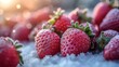food background frozen strawberries closeup