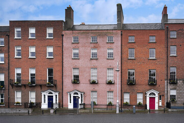 Wall Mural - Row of 18th century brick townhouses typical of central Dublin