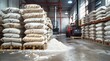 Organizing and Managing Flour Bag Inventory on Pallet Tracks in a Professional Storage Space