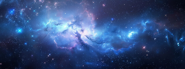 Wall Mural - A beautiful blue sky with a lot of stars