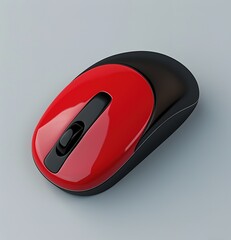 Poster - Ergonomic wireless computer mouse with a striking red and black design