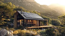 Picture A Cozy, Wooden Cabin Nestled In The Heart Of A Lush South African Mountain Landscape.