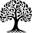 Tree Of Life - Black and White Isolated Icon - Vector illustration