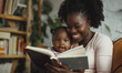African Mother Enjoying Reading Time with Toddler
