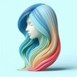 © leographics - 3D Model of Female Head with Retro Hairstyle. Soft shapes 3D illustration with delicate pastel colors.