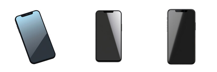 set of smartphone isolated on transparent background