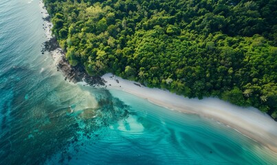 Indian Ocean with an aerial photograph showing the rugged coastline and crystal clear waters