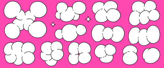 Poster - Bubble abstract shapes set. Funky balloon organic elements in trendy retro y2k style. Cartoon kids graffiti vector contour illustration.