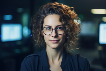 Hard working person in modern interior office programming writing web java script code AI technology generation