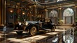 Classic Elegance: Vintage Car in a Luxurious Lobby