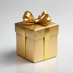 Wall Mural - Gold gift box with ribbon 3d colorful golden gift