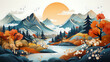 Tranquil autumn mountain valley illustration.

Artistic rendition of a peaceful autumn valley with mountains, perfect for seasonal decor, travel inspiration, and nature-themed creative projects.
