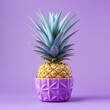 pineapple flower in a pot on a lilac background created with Generative Ai