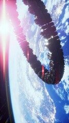 Wall Mural - ufo spaceship hovering in the sky elements furnished by nasa, vertical