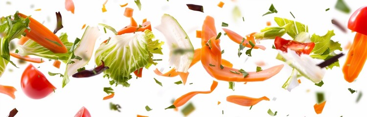 Wall Mural - lots of vegetables falling from the blue sky