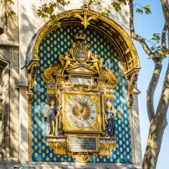 Poster - Time clock of the Tour de l'Horloge tower in Paris, France