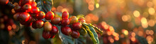 Focus On The Rich Texture And Color Of The Coffee Cherry As It Sits Delicately In The Farmers Grasp.