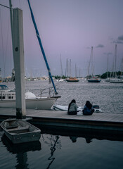 Wall Mural - boats in the harbor people woman's sunset coconut grove miami couple 