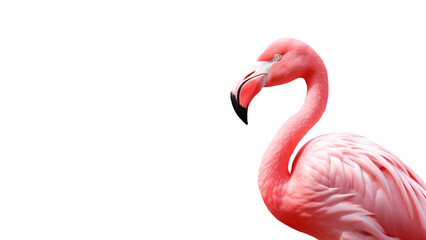 Wall Mural - pink flamingo animal cutout. flamingo in side view on transparent background