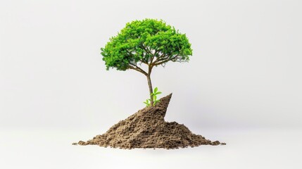 Fototapete - Concept business image of a tree growing up in an arrow shape over a white background.