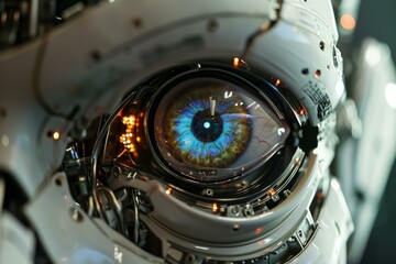 Poster - android eye robot. data human tech. generate ai