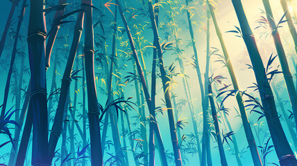 Wall Mural - bamboo tree with few leaves. beautiful background