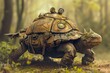 Anthropomorphic armored turtle. War transformer tank shelled reptile tortoise. Generate ai