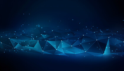 Poster - Abstract technology background with glowing lines and dots in blue color