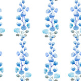 Fototapeta Tulipany - background seamless pattern with branches blue flowers, buds