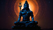 Nighttime silhouette capturing Lord Shiva in a meditative pose, evoking a divine ambiance.