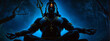 Nocturnal silhouette portraying Lord Shiva in a meditative state, radiating tranquility in the night.