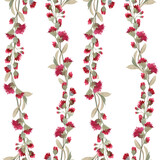 Fototapeta Tulipany - background seamless pattern with branches red flowers, chrysanthemum buds