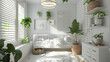 A sunlit nursery room adorned with nature-inspired decorations and a touch of modern minimalism