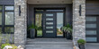 Modern Dark Gray Fiberglass Entry Door
