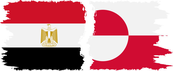 Greenland and Egypt grunge flags connection vector