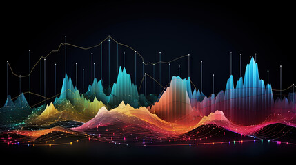 Aufkleber - Colorful graph and chart with mountain shaped bars.
