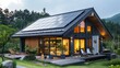 Modern villa hung with solar panels
