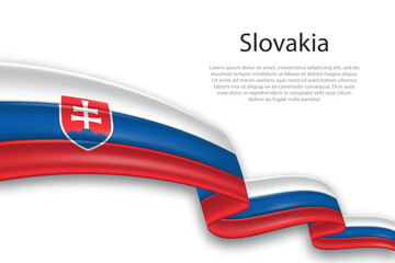 Abstract Wavy Flag of Slovakia on White Background