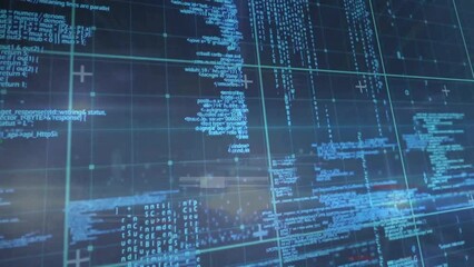 Poster - Animation of digital data processing over black background
