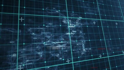 Poster - Animation of digital data processing over black background